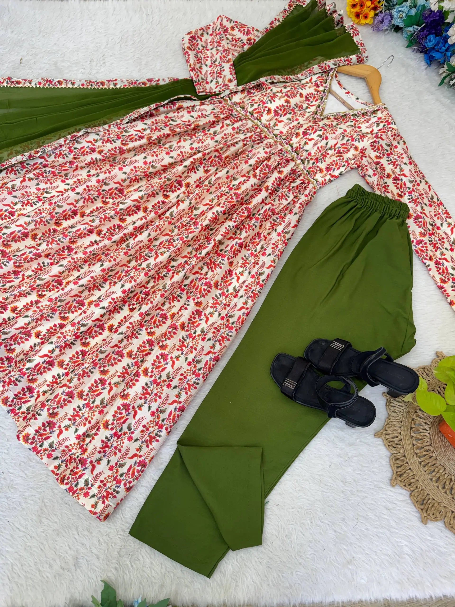 Digital Print Chinon Dress Set