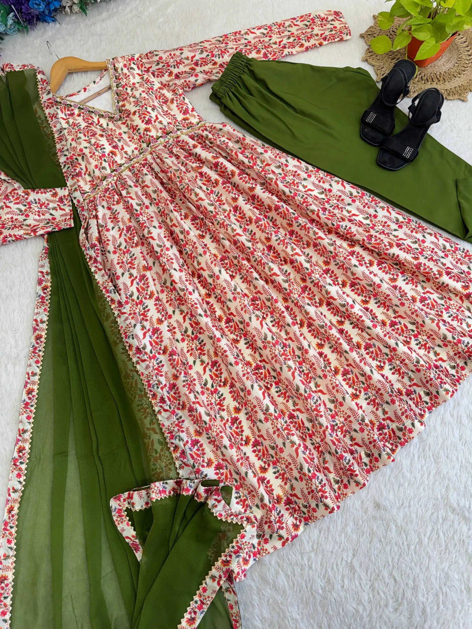 Digital Print Chinon Dress Set