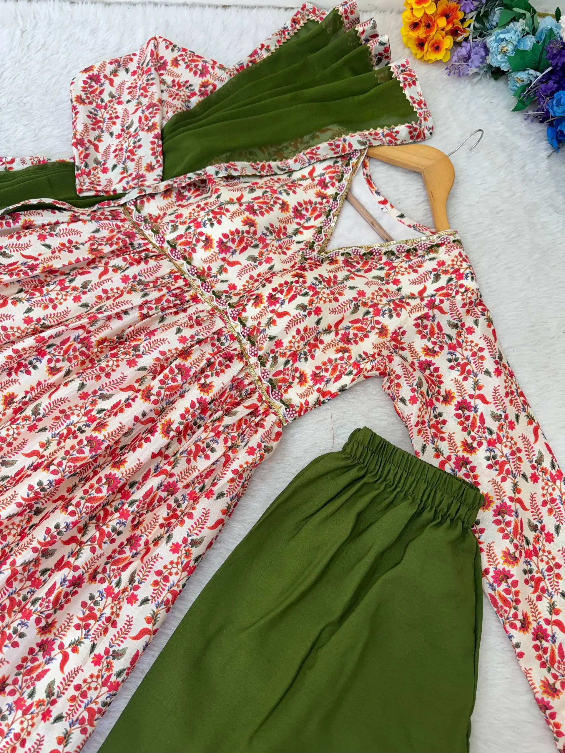 Digital Print Chinon Dress Set