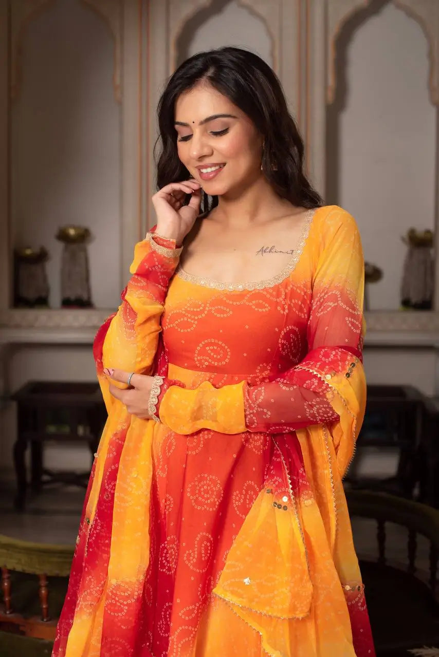 Digital Print Georgette Anarkali Set
