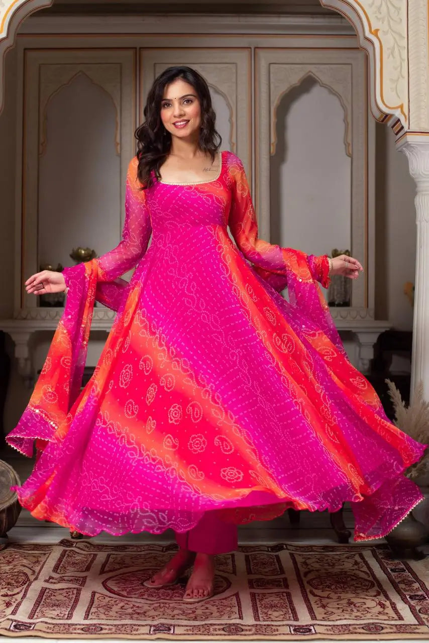 Digital Print Georgette Anarkali Set