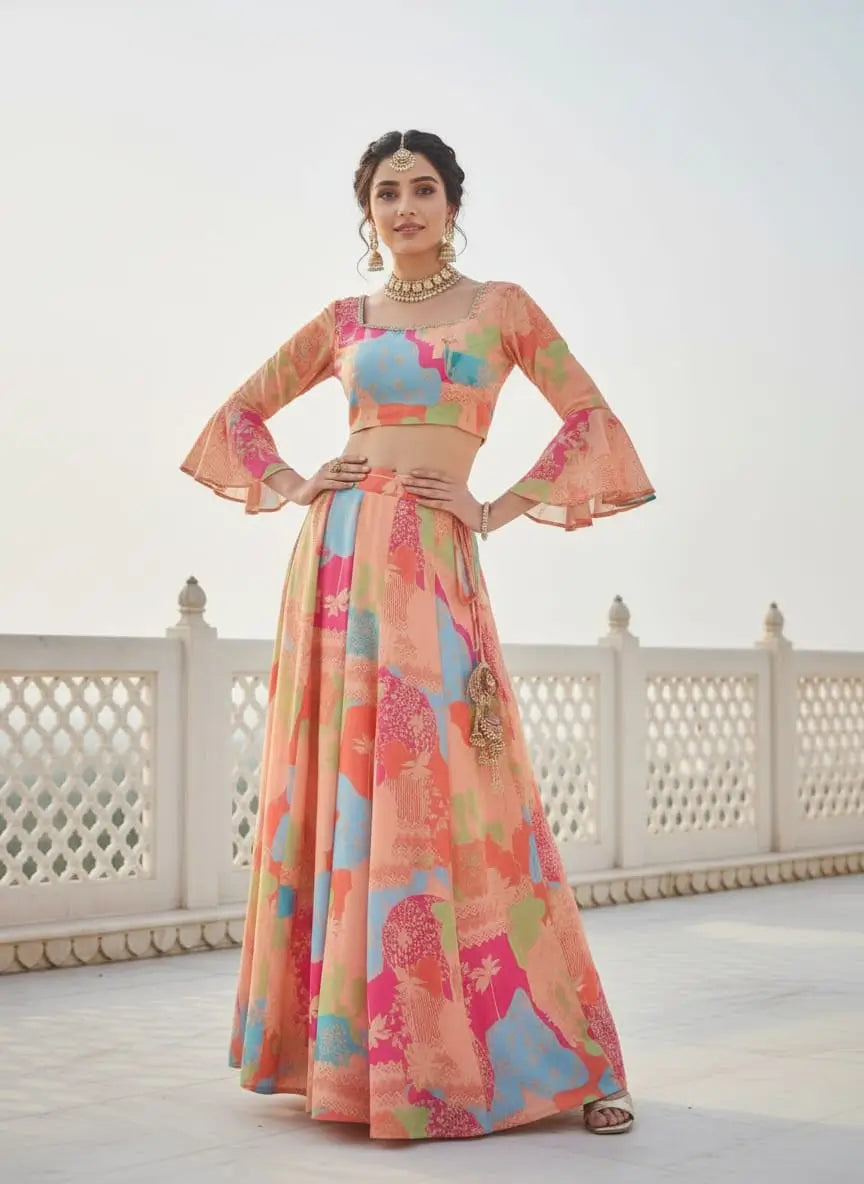 Digital Print Georgette Lehenga Choli Set