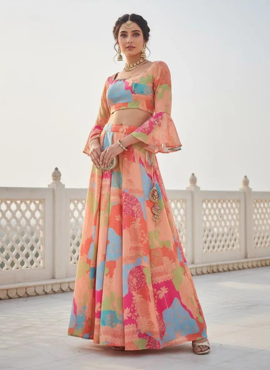 Digital Print Georgette Lehenga Choli Set