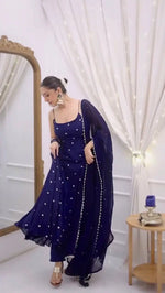 Digital Print Georgette Mirror Work Anarkali Set