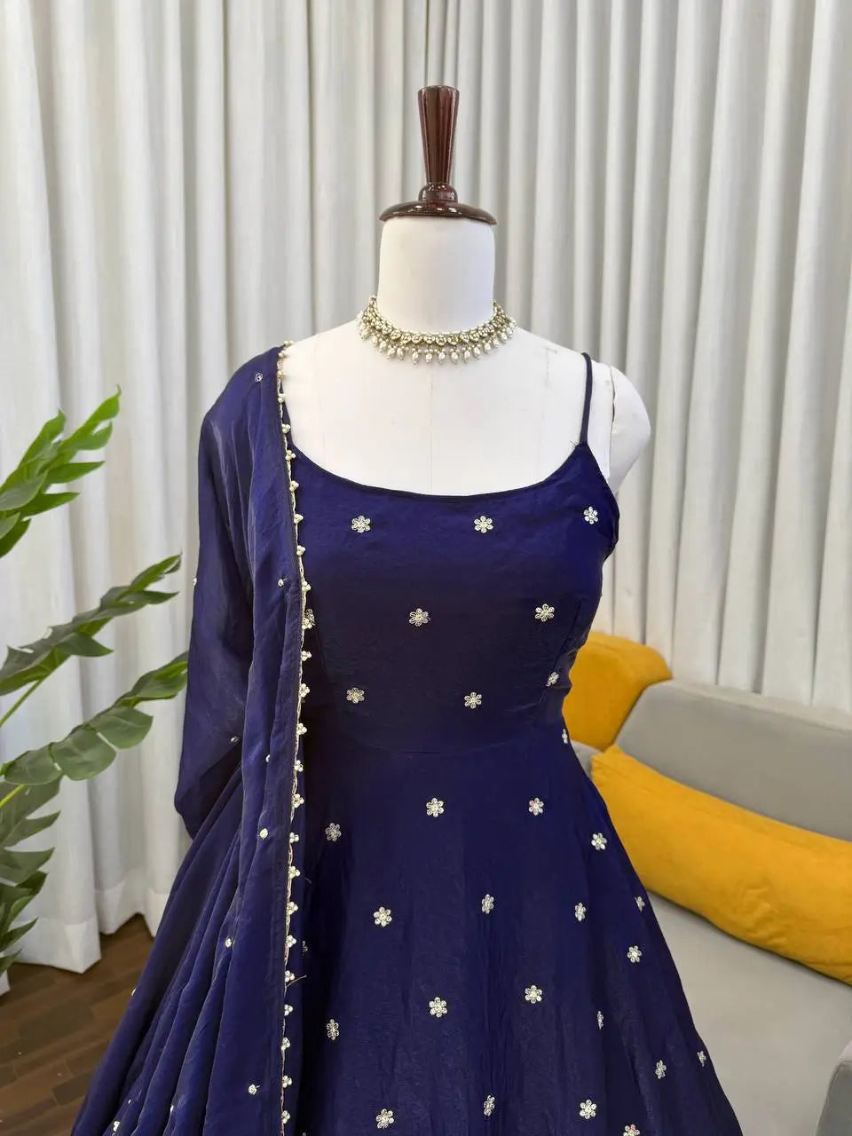 Digital Print Georgette Mirror Work Anarkali Set