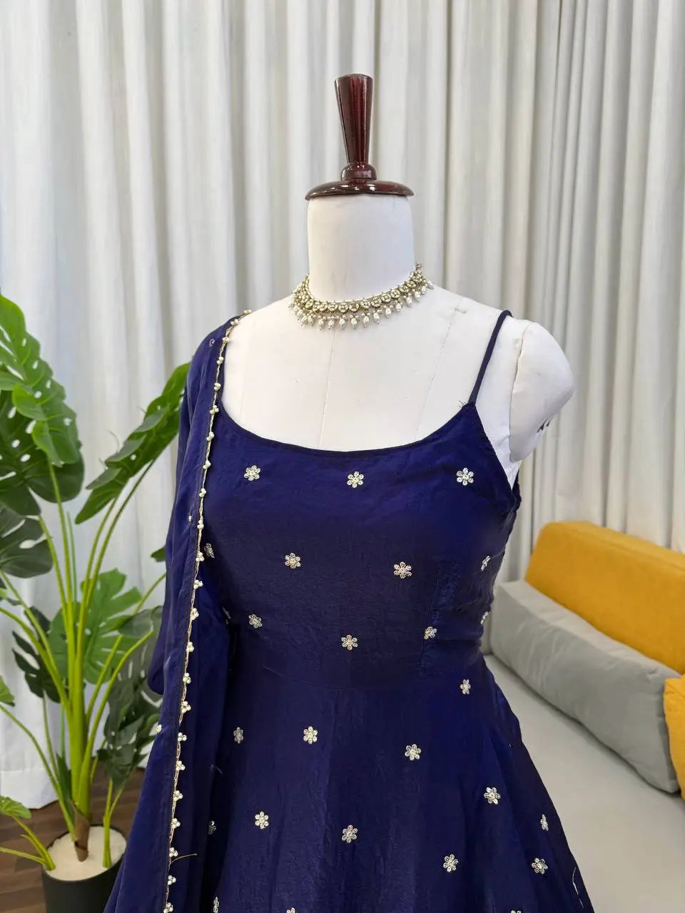 Digital Print Georgette Mirror Work Anarkali Set