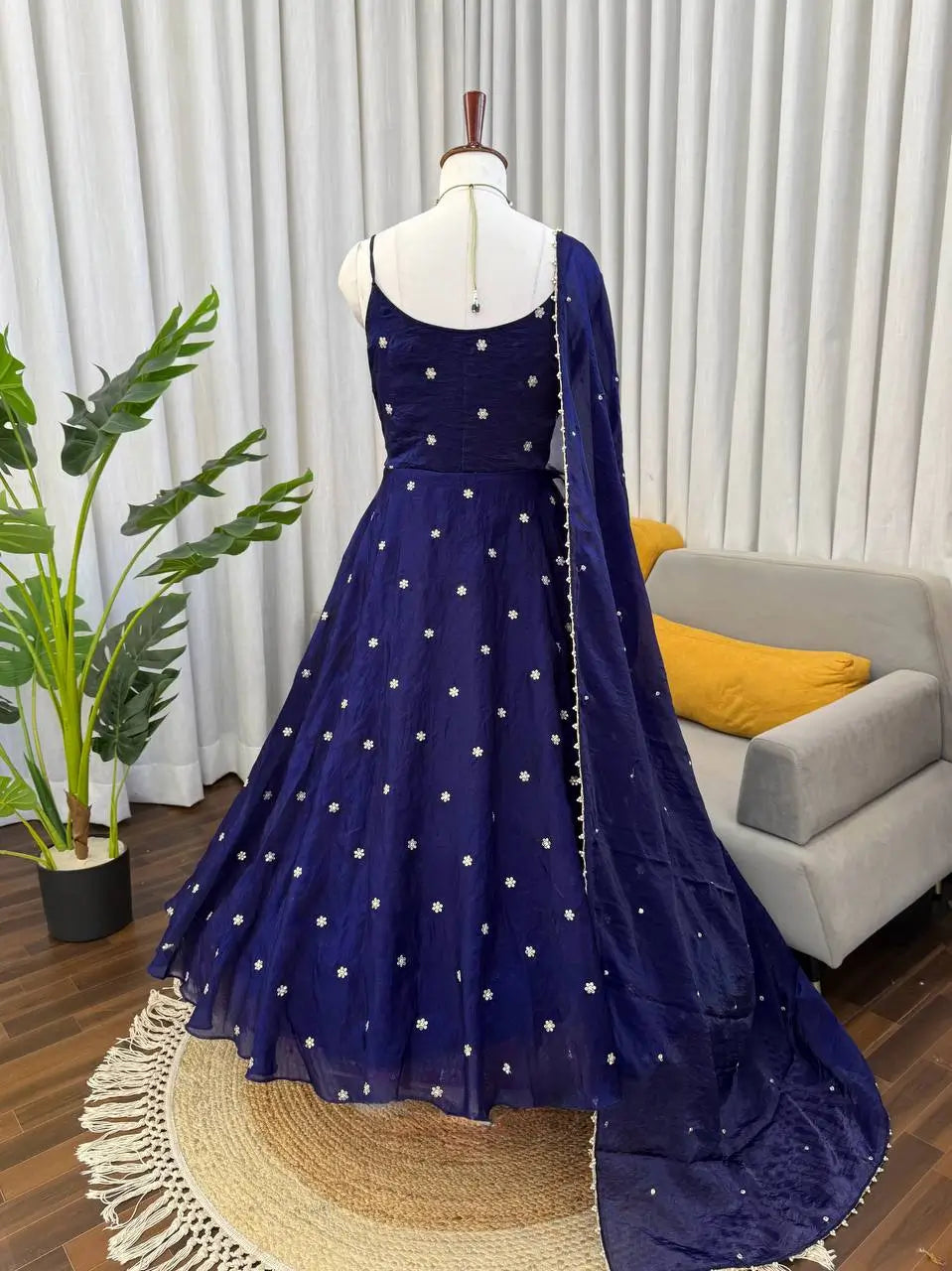 Digital Print Georgette Mirror Work Anarkali Set