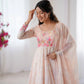 Digital Print Organza Silk Gown Set with Dupatta