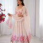 Digital Print Organza Silk Gown Set with Dupatta