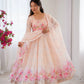 Digital Print Organza Silk Gown Set with Dupatta