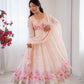 Digital Print Organza Silk Gown Set with Dupatta