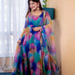 Digital Print Organza Silk Gown Set with Dupatta