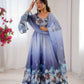 Digital Print Organza Silk Gown Set with Dupatta