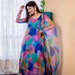 Digital Print Organza Silk Gown Set with Dupatta