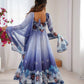 Digital Print Organza Silk Gown Set with Dupatta
