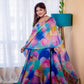 Digital Print Organza Silk Gown Set with Dupatta