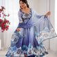 Digital Print Organza Silk Gown Set with Dupatta