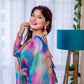 Digital Print Organza Silk Gown Set with Dupatta