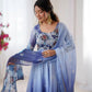 Digital Print Organza Silk Gown Set with Dupatta