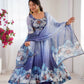 Digital Print Organza Silk Gown Set with Dupatta