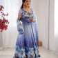Digital Print Organza Silk Gown Set with Dupatta