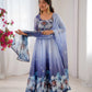 Digital Print Organza Silk Gown Set with Dupatta
