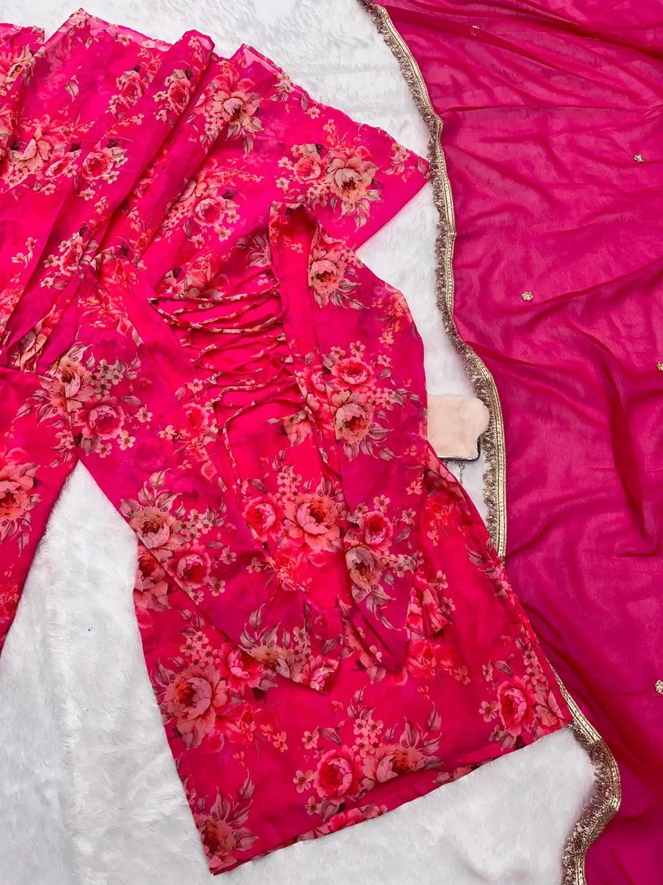 Digital Printed Georgette Kurta Sharara Set with Dupatta