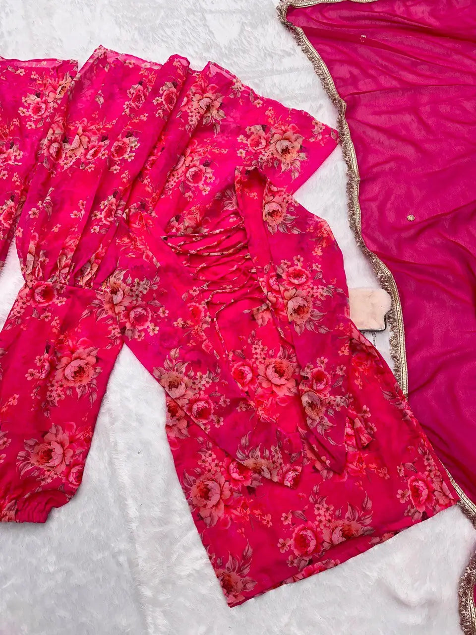 Digital Printed Georgette Kurta Sharara Set with Dupatta