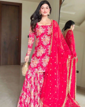 Digital Printed Georgette Kurta Sharara Set with Dupatta
