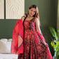 Digital Printed Organza Silk Anarkali Gown Set