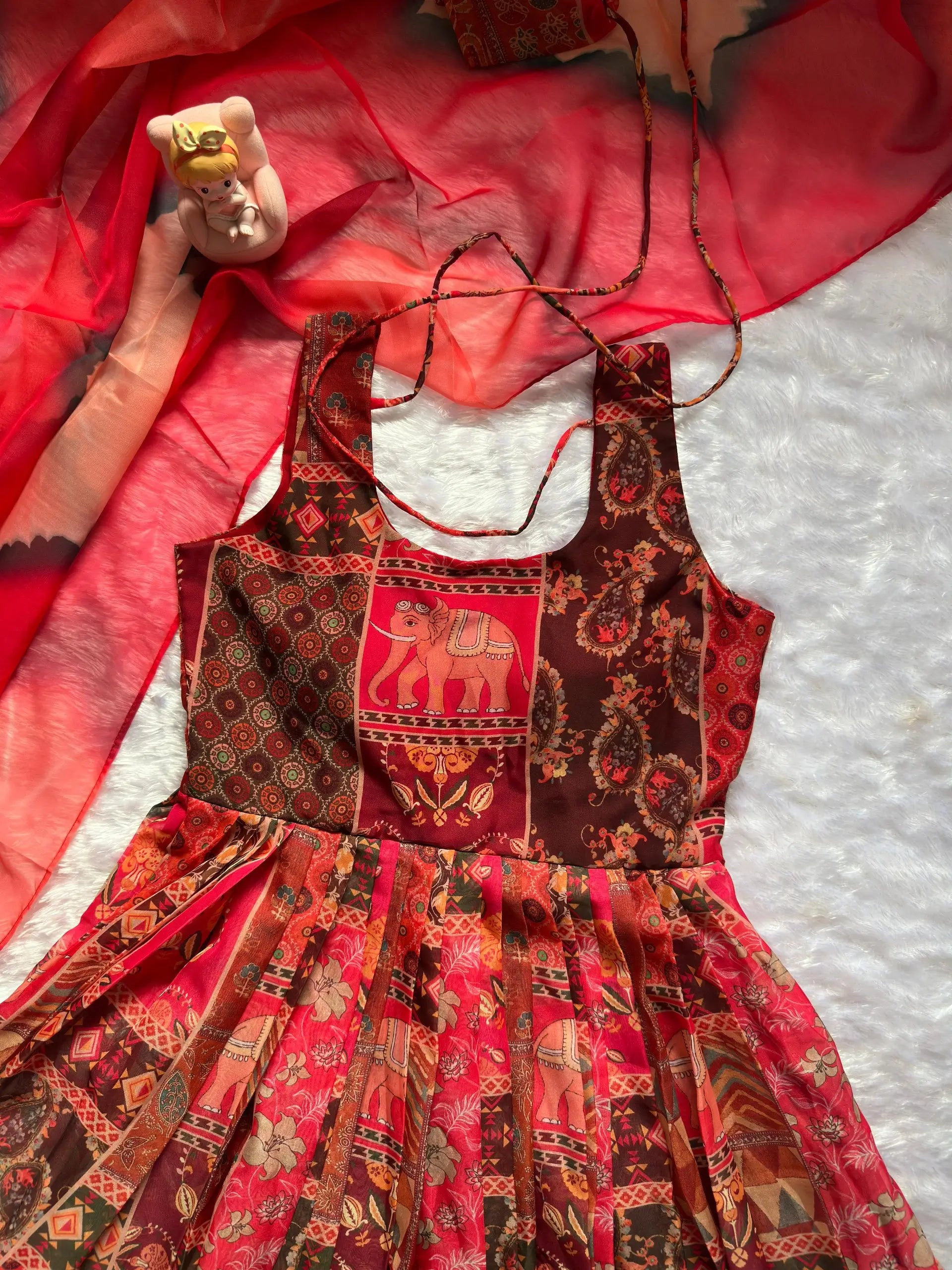 Digital Printed Organza Silk Anarkali Gown Set