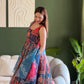 Digital Printed Organza Silk Anarkali Gown Set