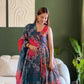 Digital Printed Organza Silk Anarkali Gown Set