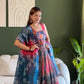 Digital Printed Organza Silk Anarkali Gown Set
