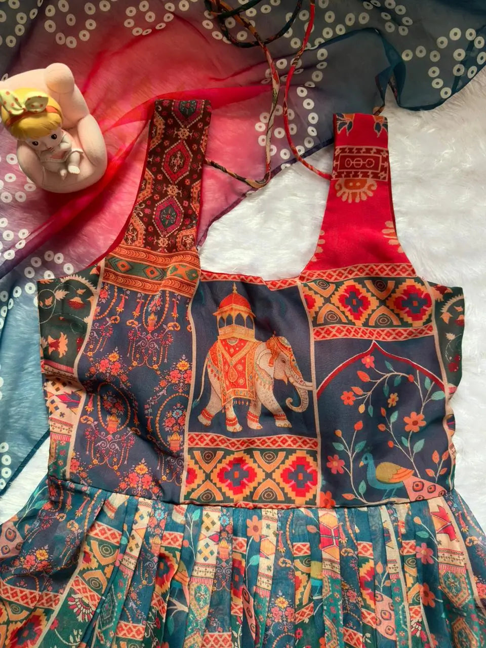 Digital Printed Organza Silk Anarkali Gown Set