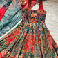 Digital Printed Organza Silk Anarkali Gown Set
