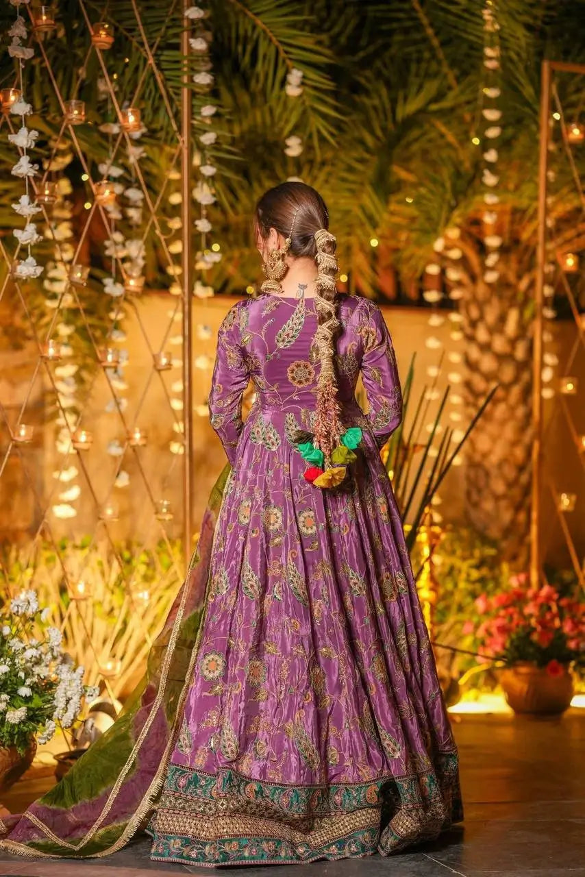 Digital Printed Organza Silk Anarkali Gown Set