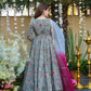 Digital Printed Organza Silk Anarkali Gown Set