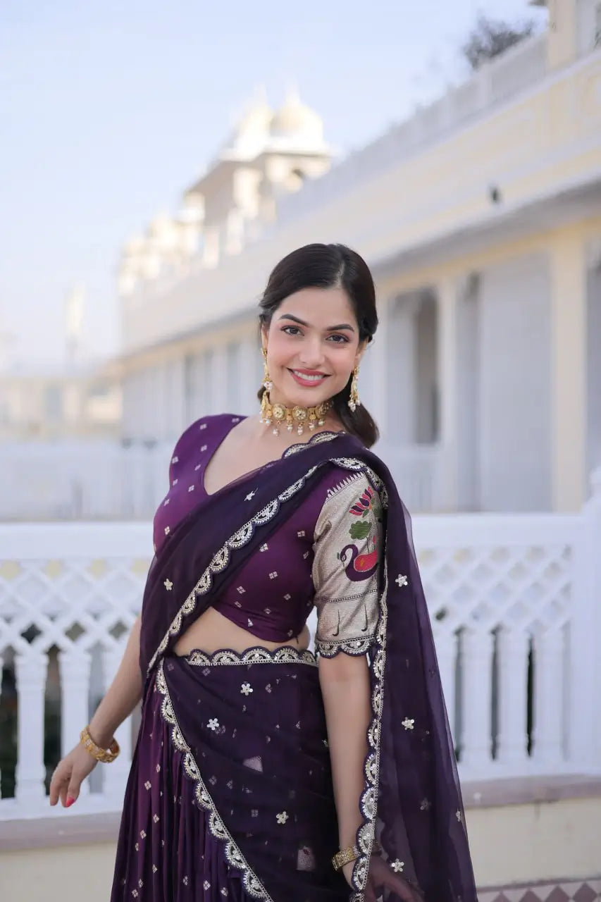 Dola Silk Meena Weaving Lehenga Set with Dupatta