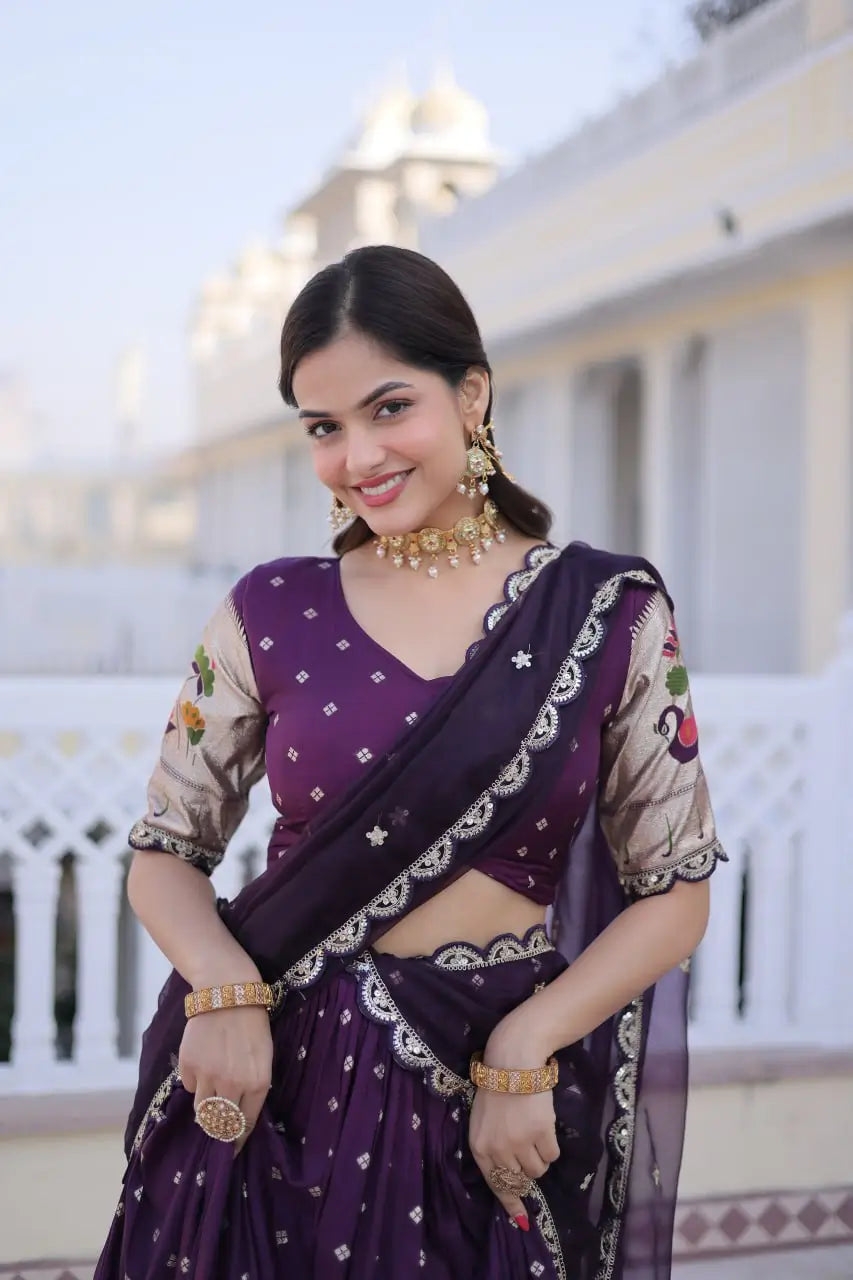 Dola Silk Meena Weaving Lehenga Set with Dupatta