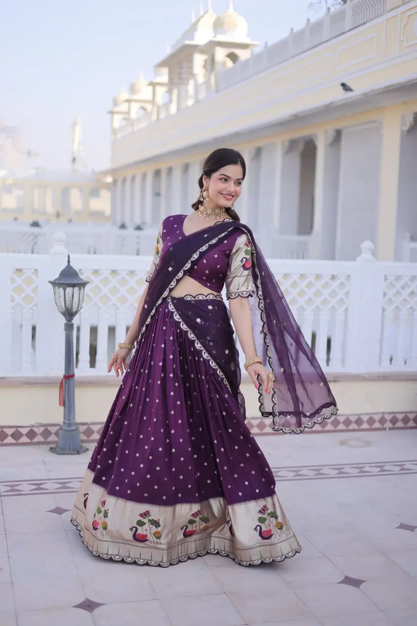 Dola Silk Meena Weaving Lehenga Set with Dupatta