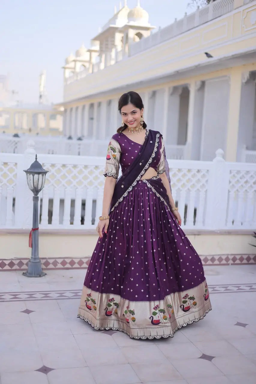 Dola Silk Meena Weaving Lehenga Set with Dupatta