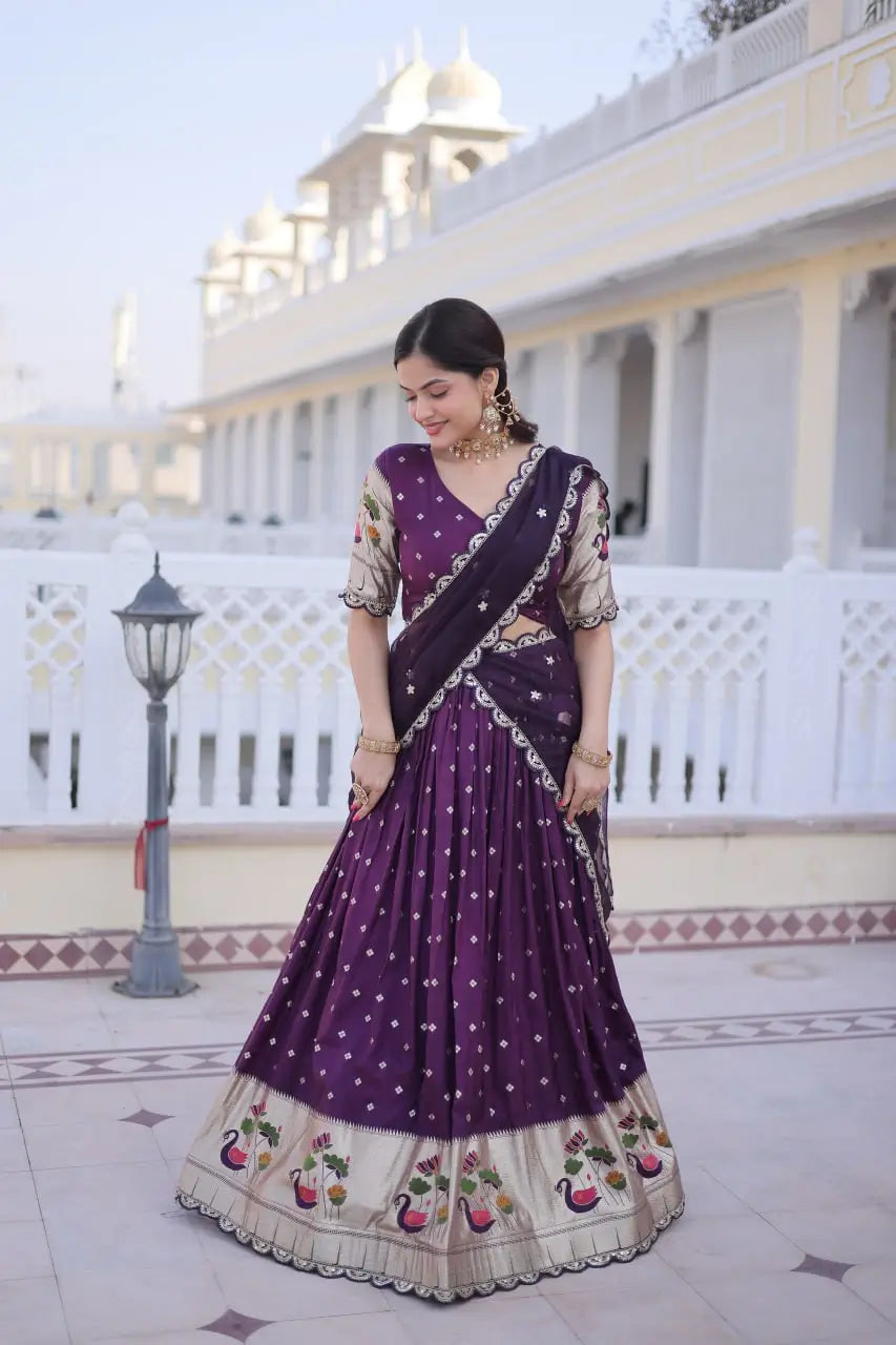 Dola Silk Meena Weaving Lehenga Set with Dupatta