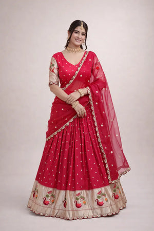 Dola Silk Meena Weaving Lehenga Set with Dupatta