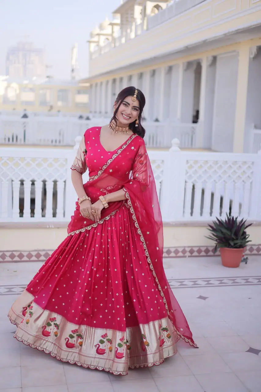 Dola Silk Meena Weaving Lehenga Set with Dupatta