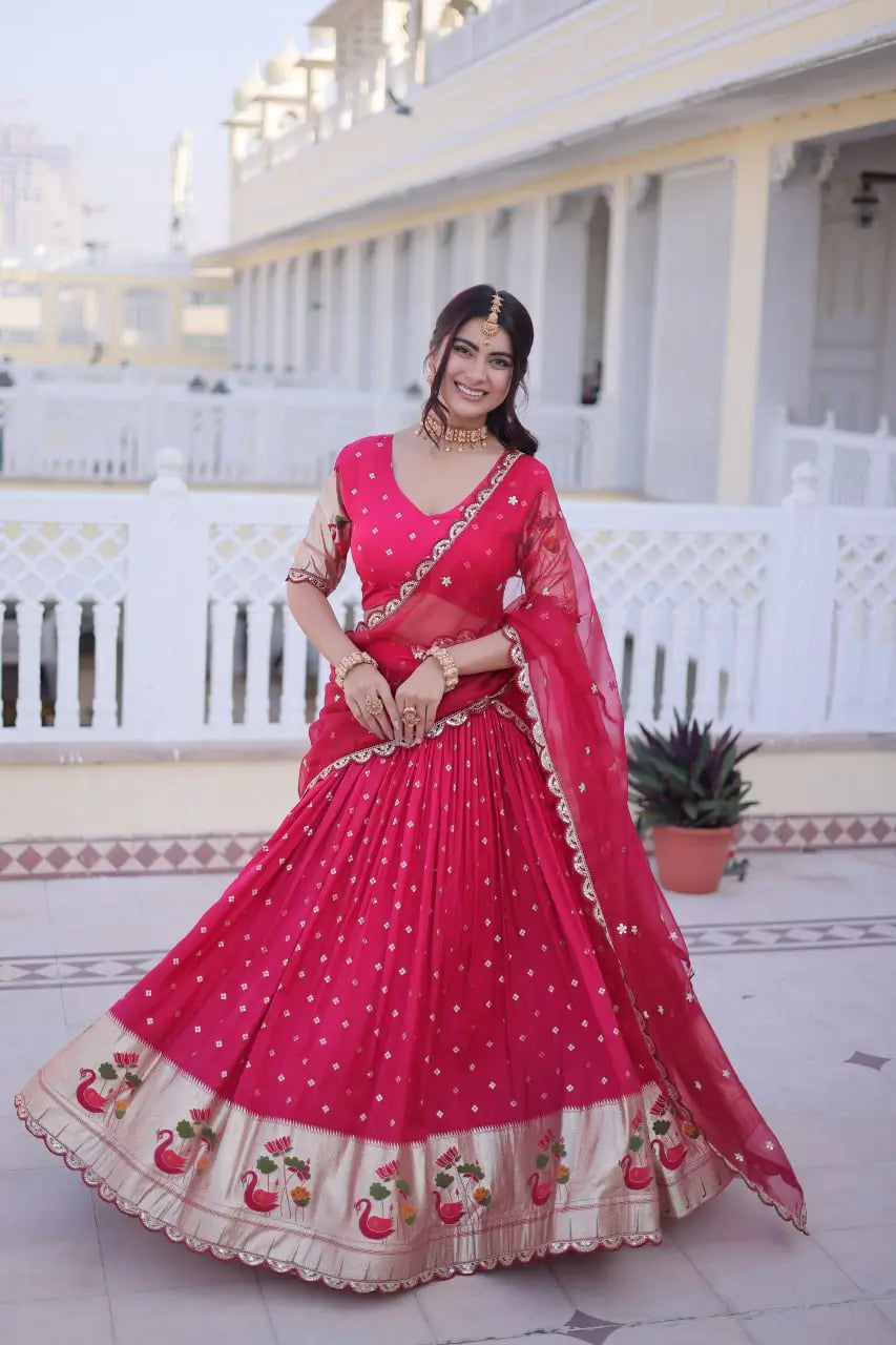 Dola Silk Meena Weaving Lehenga Set with Dupatta