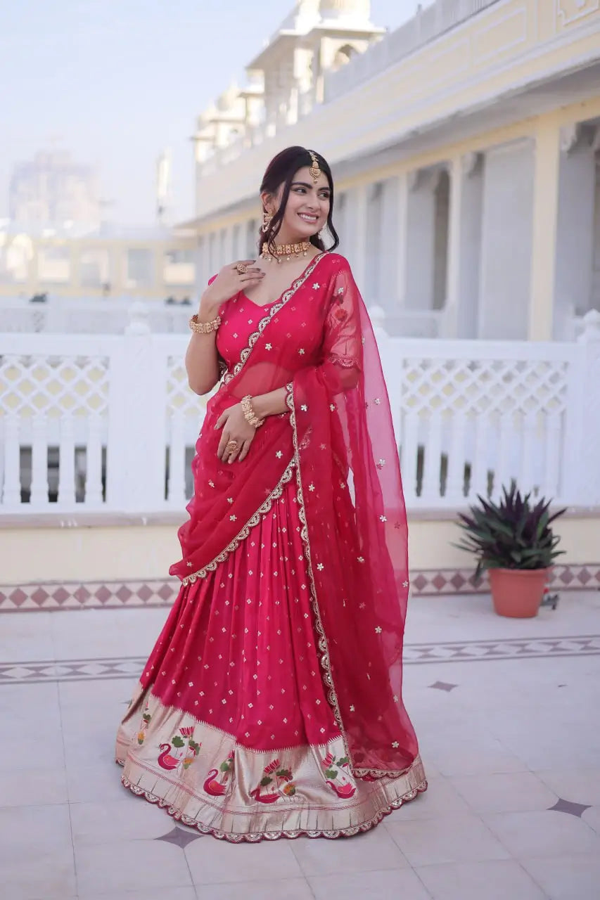 Dola Silk Meena Weaving Lehenga Set with Dupatta