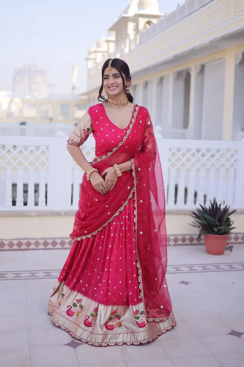 Dola Silk Meena Weaving Lehenga Set with Dupatta