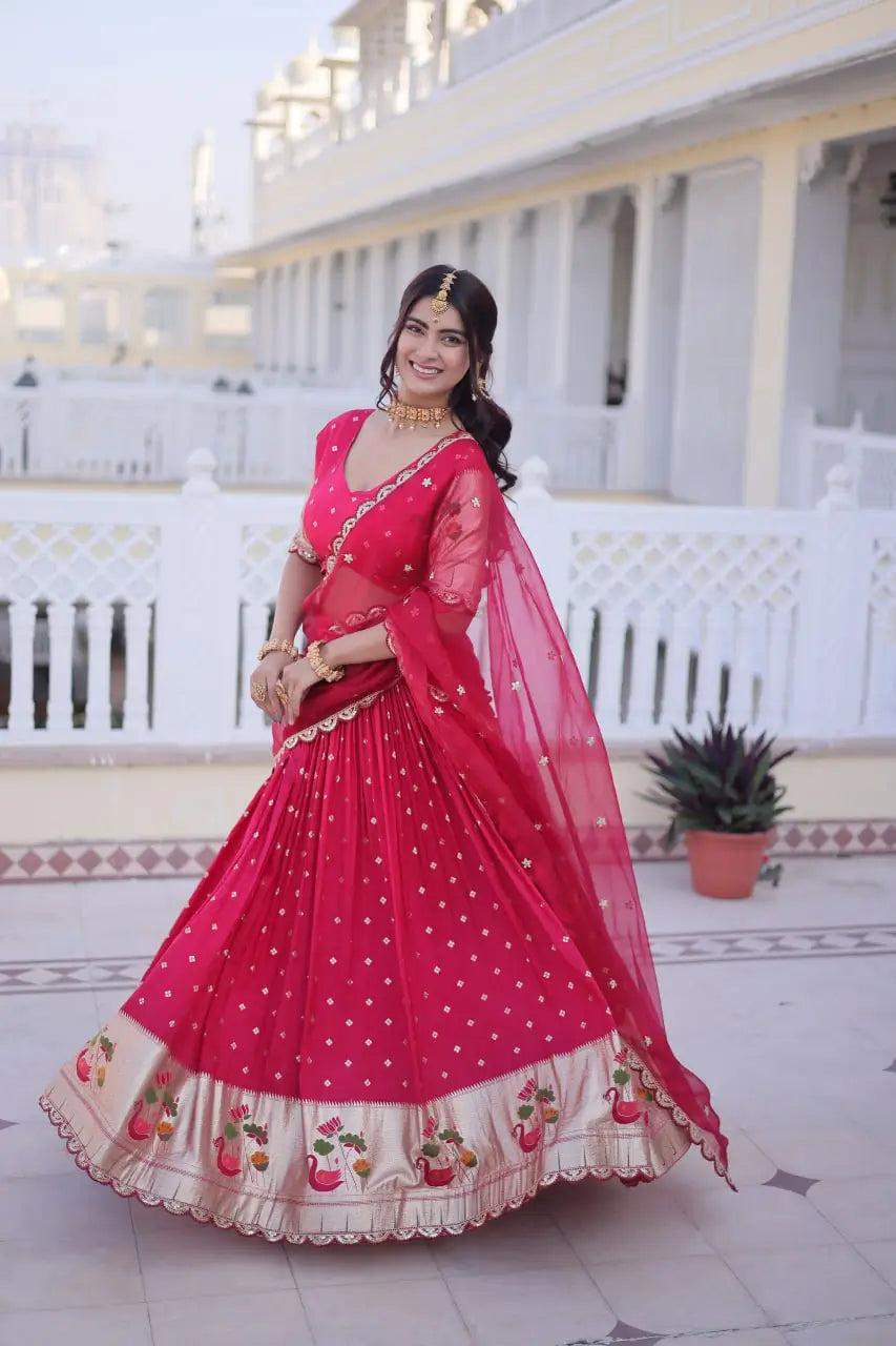 Dola Silk Meena Weaving Lehenga Set with Dupatta