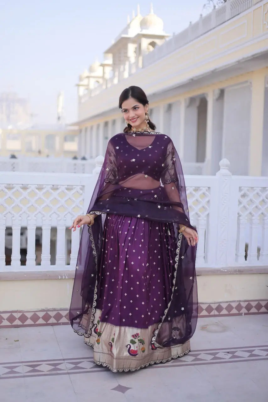 Dola Silk Meena Weaving Lehenga Set with Dupatta